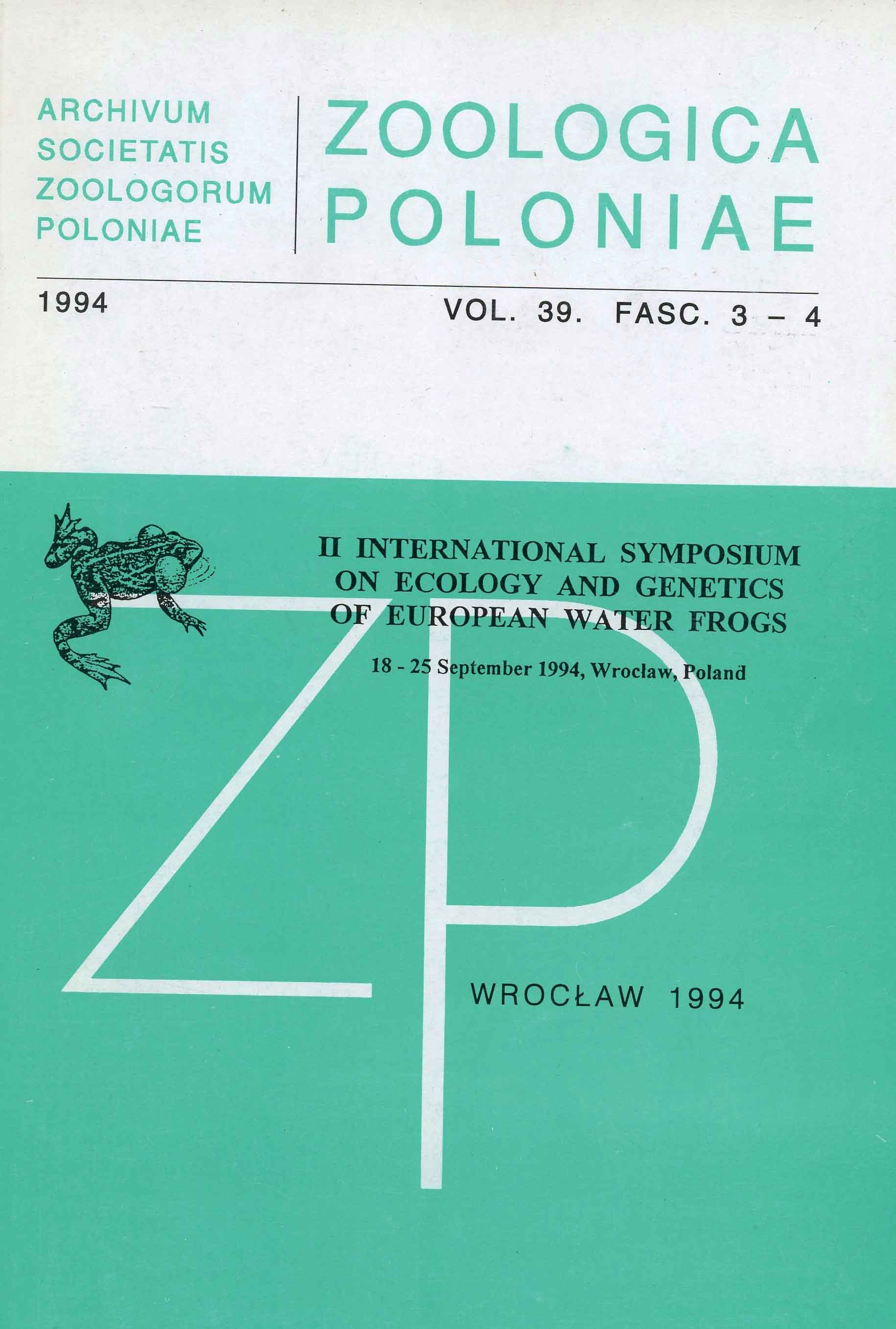Image for Zoologica Poloniae: II International Symposium on Ecology and Genetics of European Water Frogs (18-25 September 1994, Warsaw, Poland