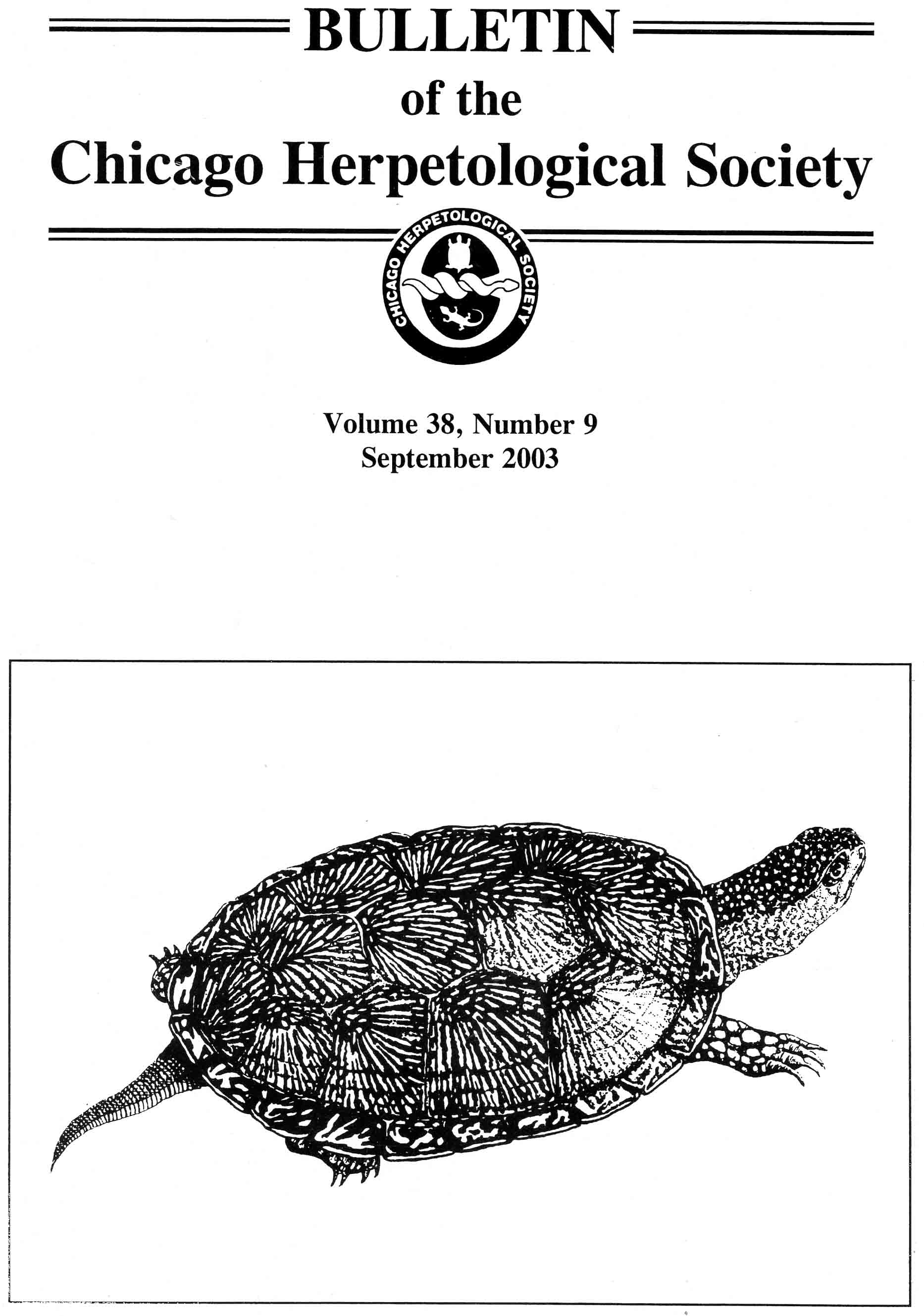 Image for Bulletin of the Chicago Herpetological Society 38(9) September 2003