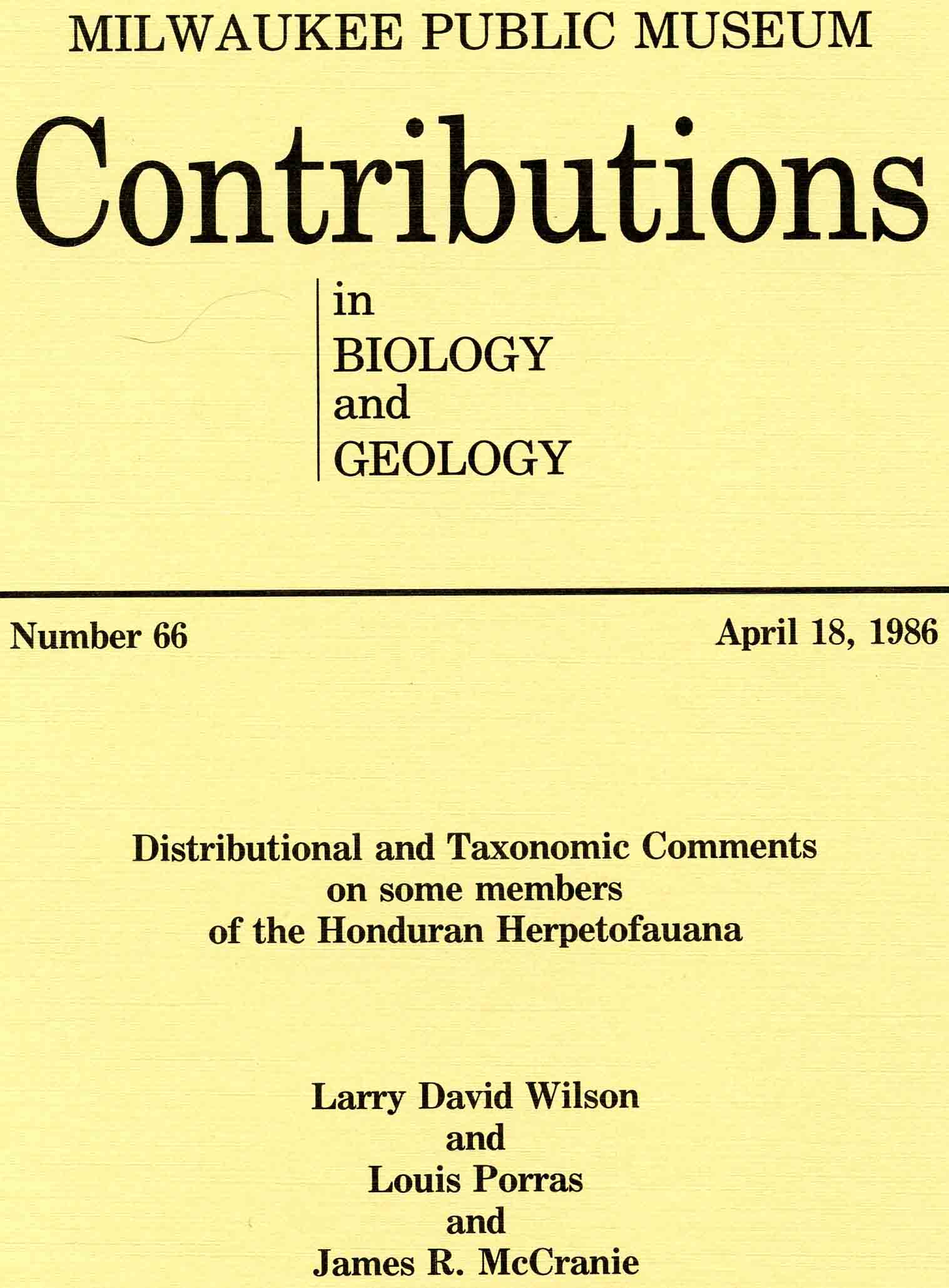 Image for Distributional and taxonomic comments on some members of the Honduran herpetofauna,