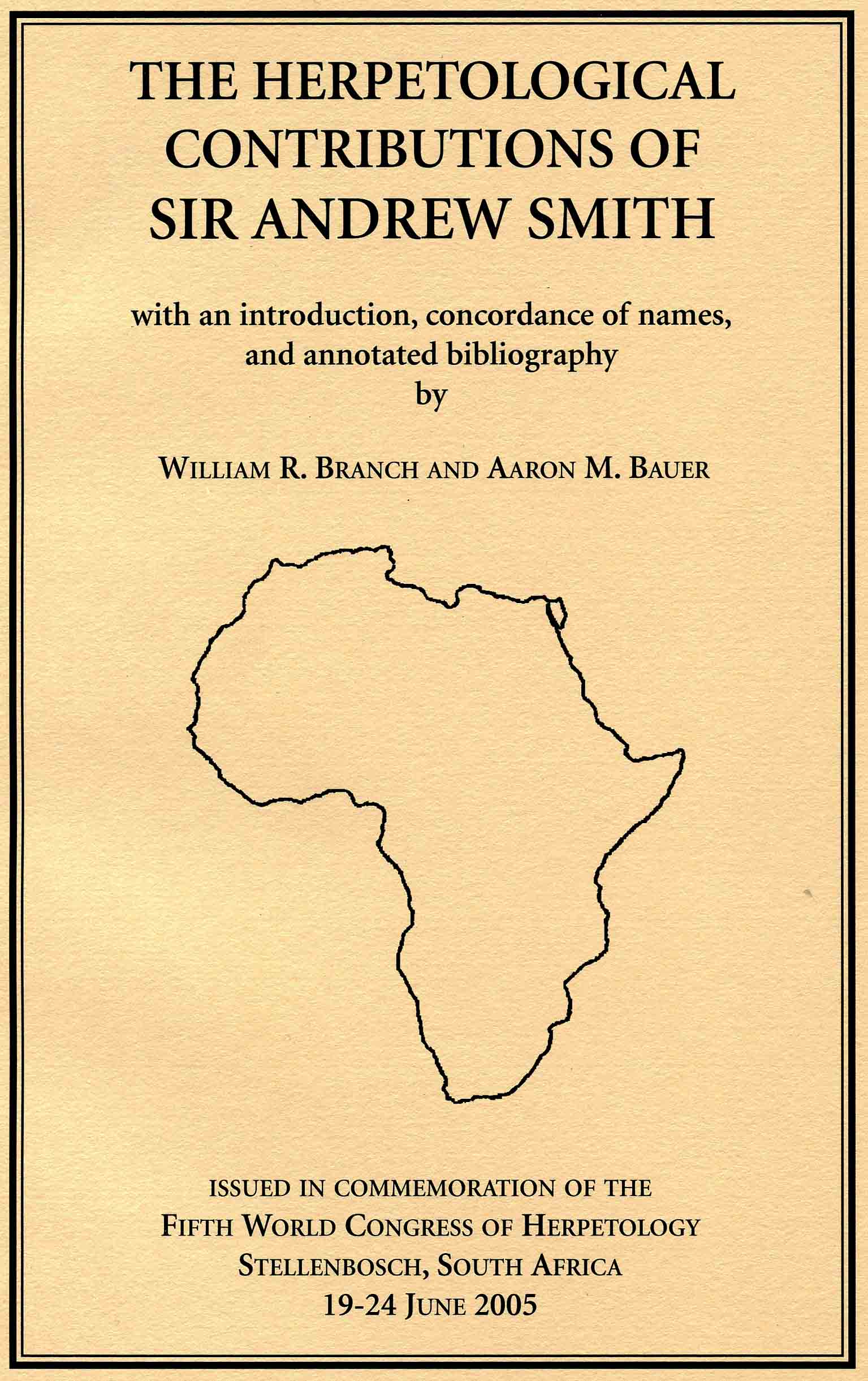 Image for The Herpetological Contributions of Sir Andrew Smith, with an Introduction, Concordance of Names and Annotated Bibliography,