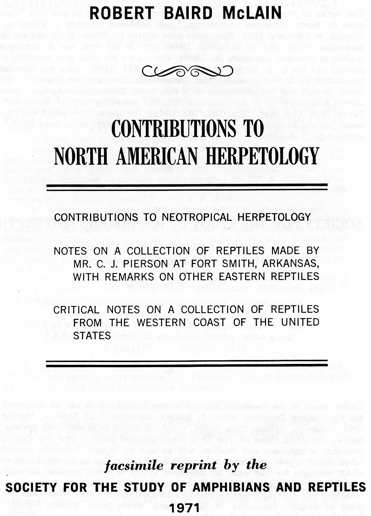 Image for Contributions to North American Herpetology,