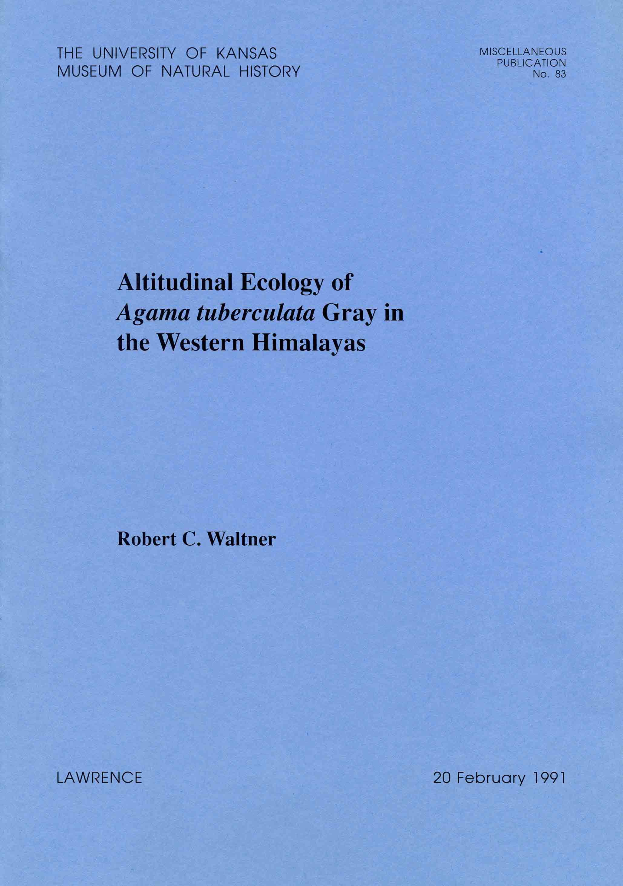 Image for Altitudinal ecology of Agama tuberculata Gray in the Western Himalayas