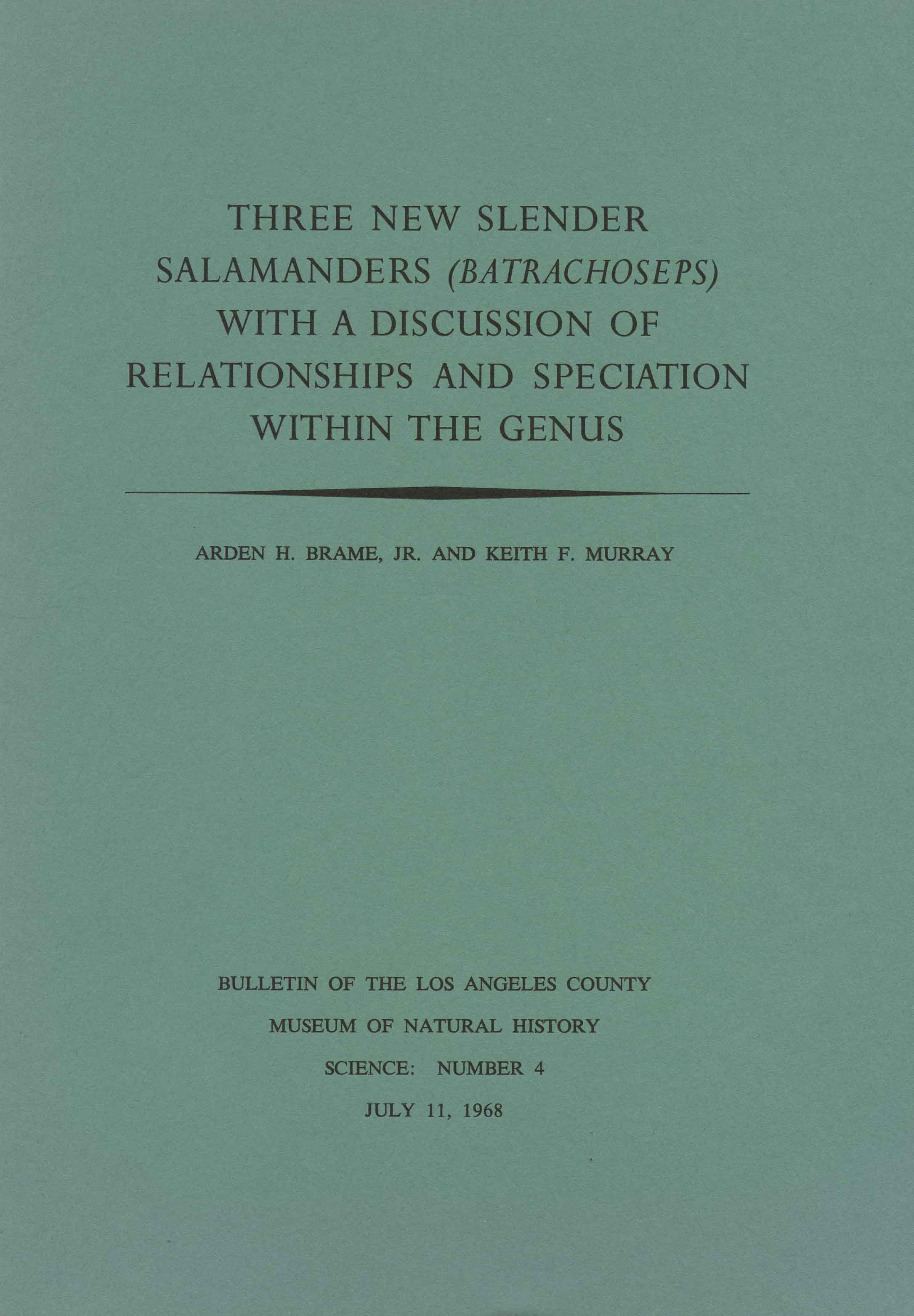 Image for Three new slender salamanders (Batrachoseps) with a discussion of relationships and speciation within the genus